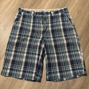 Columbia Men's Plaid Shorts - Blue and Tan